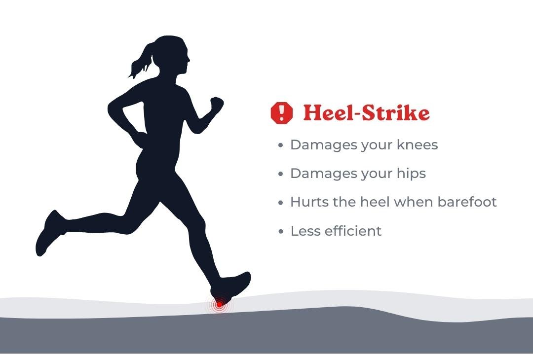 Woman stepping heel-first when running.